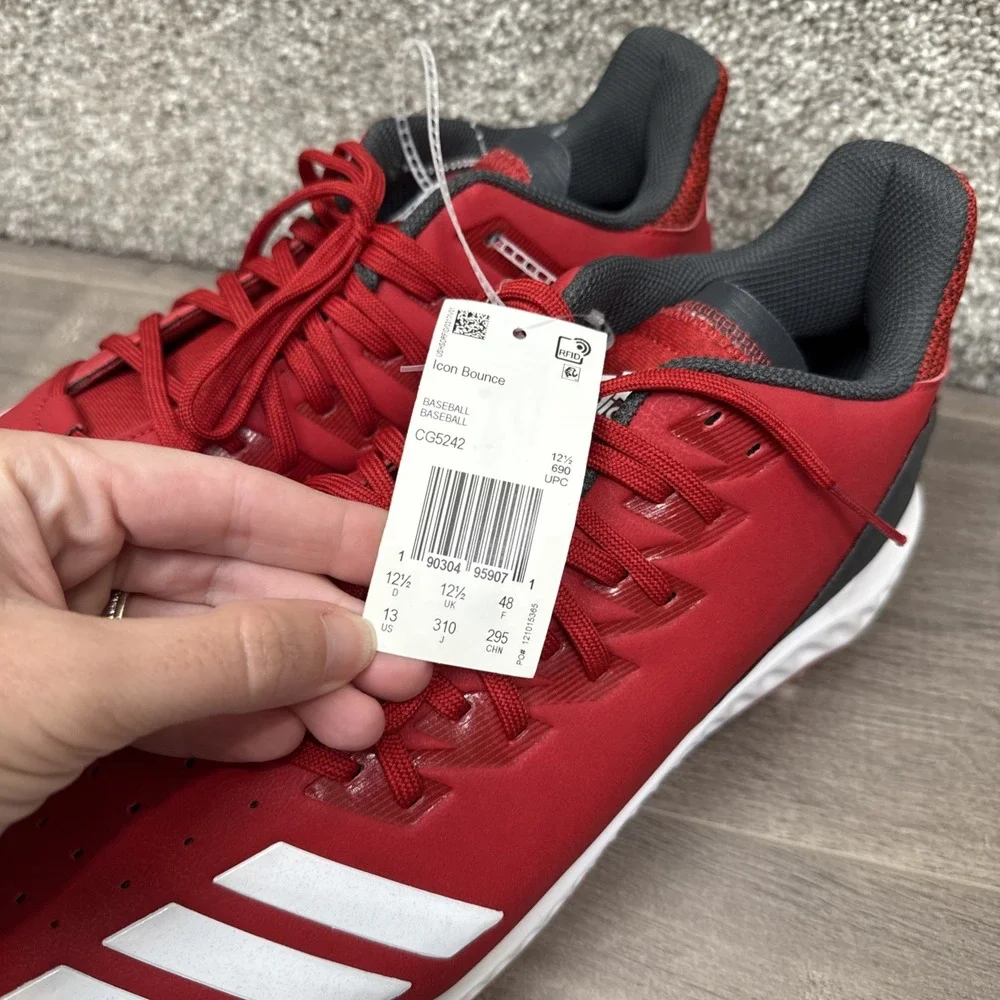 Adidas Icon‎ Bounce Men's Size 13 Baseball Cleats Metal Red White NEW